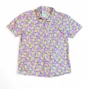 VSTR Premium button down short sleeve men's shirt size large droopy smiley face